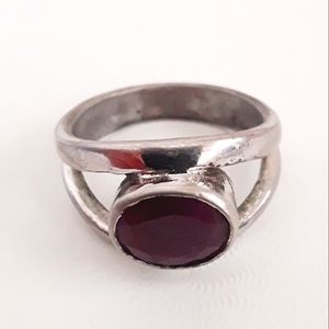 RUBY STONE SILVER RING